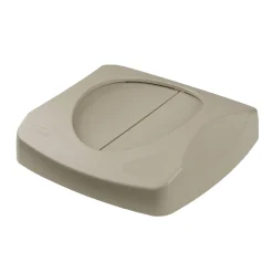 Beige Swinging Trash Can Lid for Rubbermaid® Untouchable® 23 Gallon Square Trash Containers
