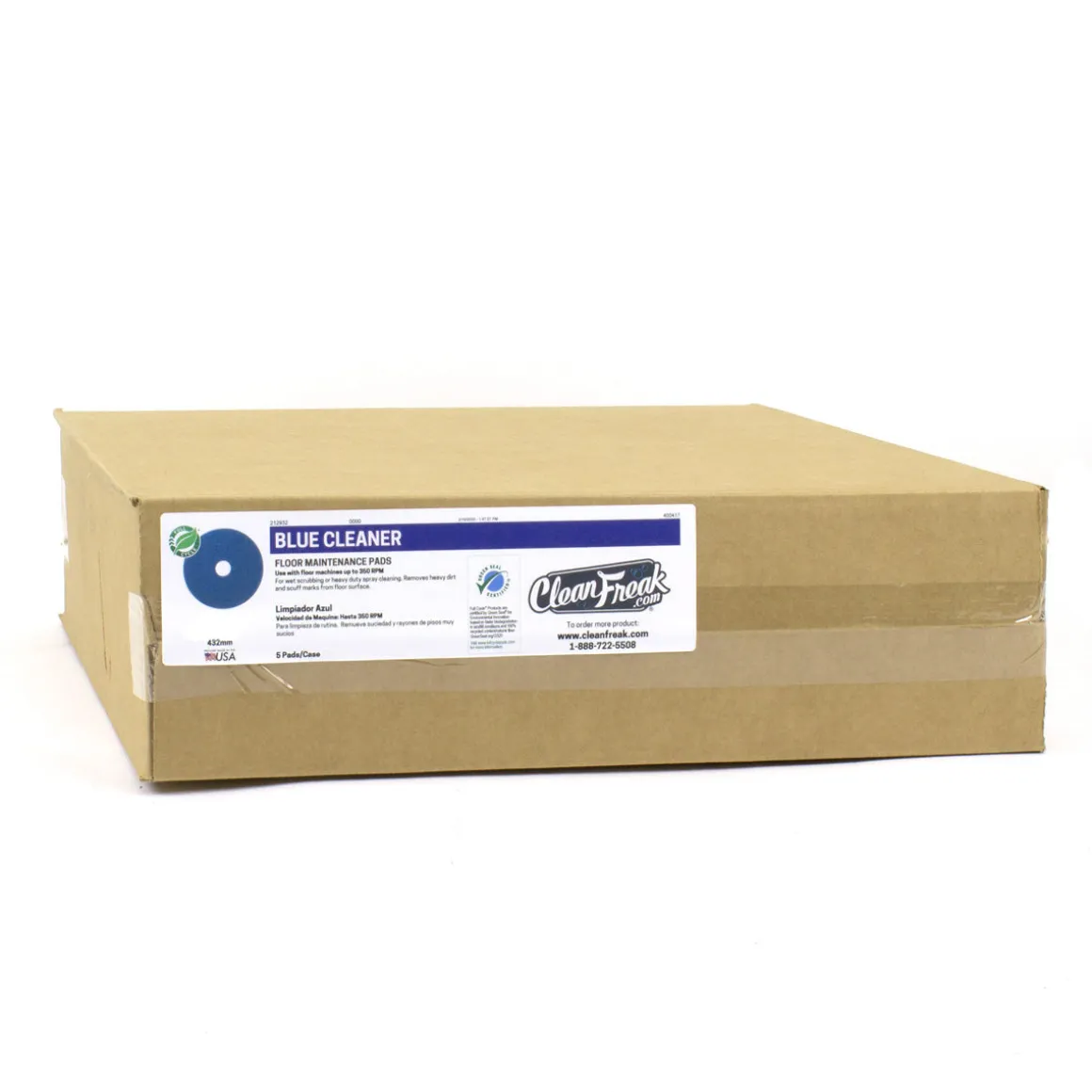 13" Blue Commercial Floor Wax Cleaning Pads - Case of 5