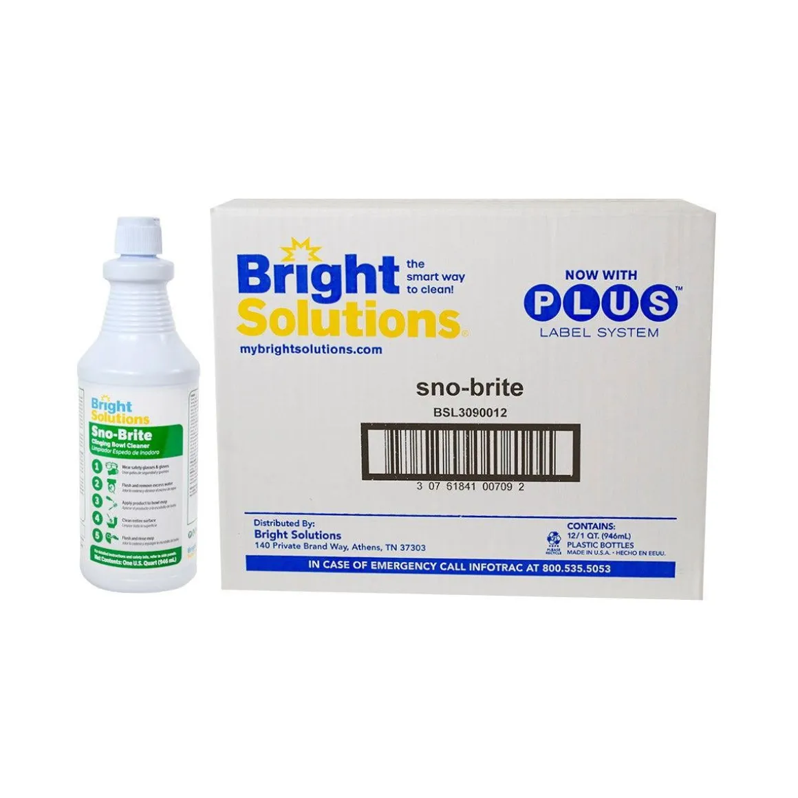 Bright Solutions® Sno-Brite Clinging Bowl Cleaner (32 oz Flip Top Bottles) - Case of 12