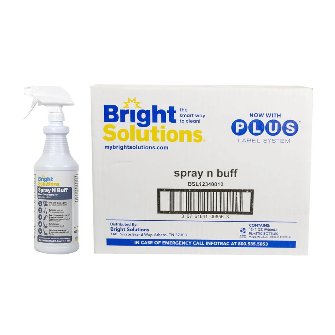 Bright Solutions® 'Spray N Buff' Floor Gloss Restorer (32 oz Spray Bottles) - Case of 12