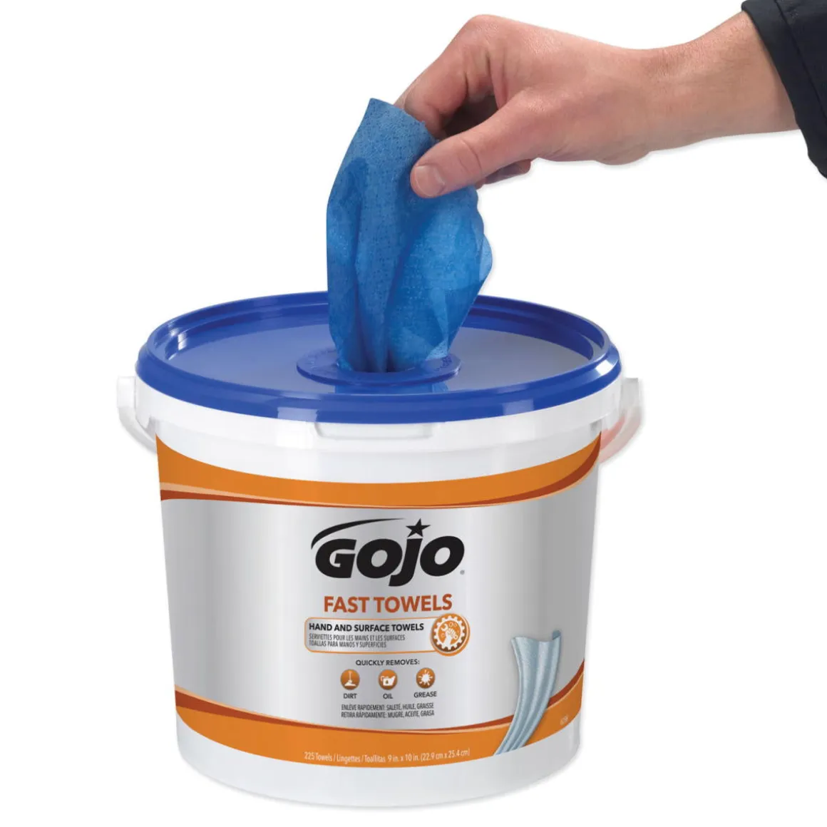 GOJO® Fast Towels Hand & Surface Cleaning Towels (9" x 10" | 225 Wipe Buckets) - Case of 2
