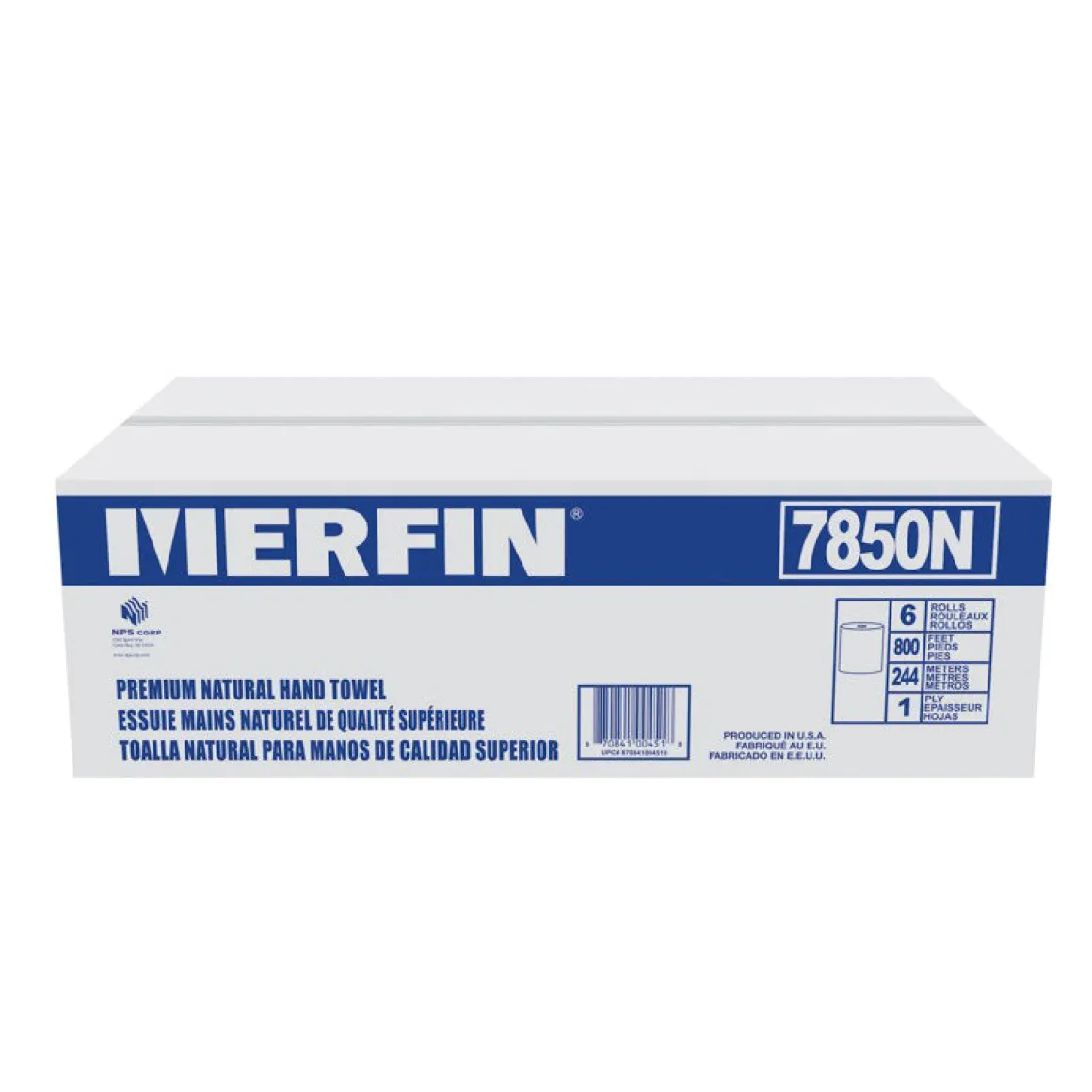 Merfin® Exclusive #7850N Natural Paper Roll Towel (7.5” x 800’) - 6 Rolls