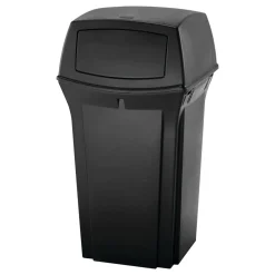 Rubbermaid® Ranger® 45 Gallon Black Trash Can w/ 2 Swinging Doors