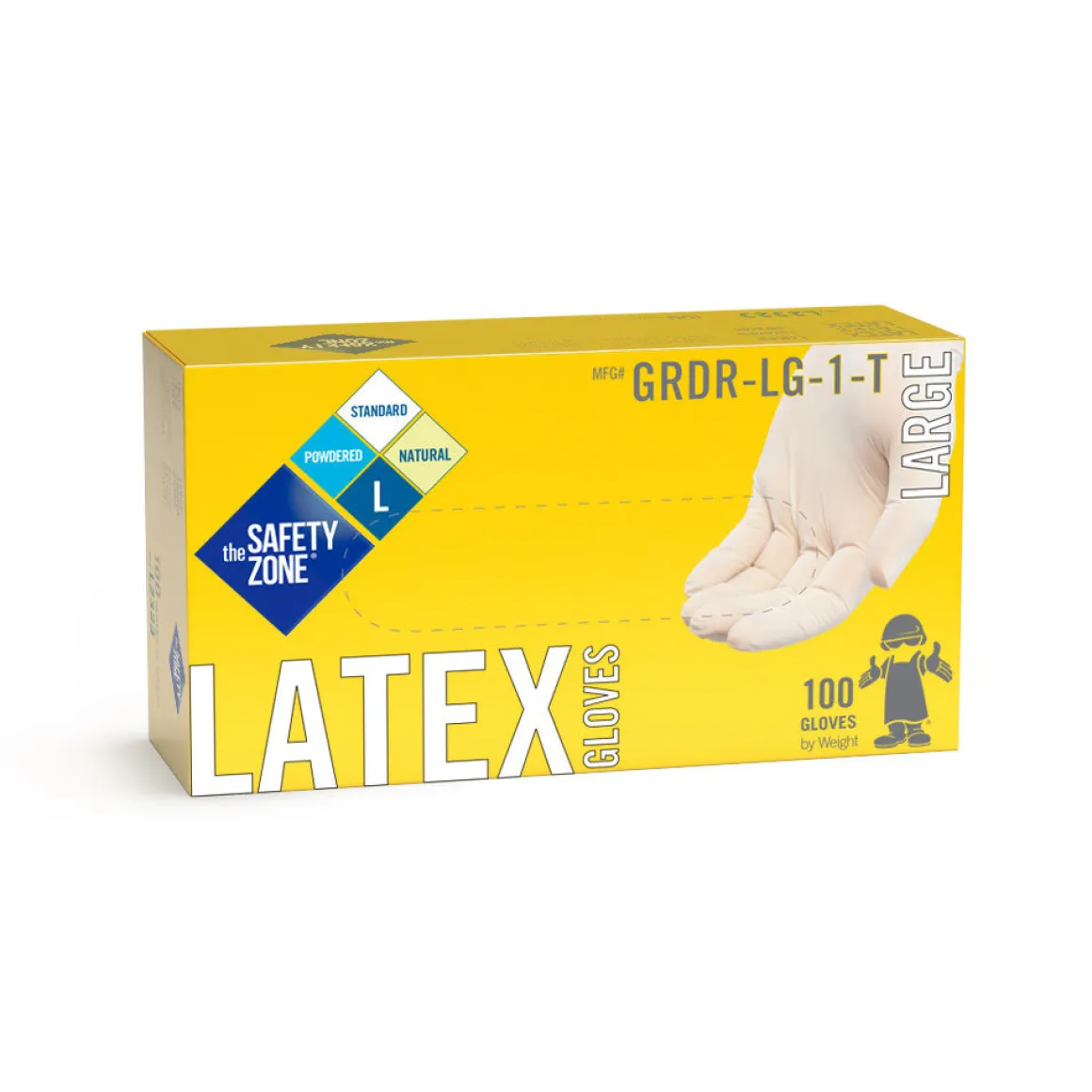 Safety Zone® White Disposable 5.0 Mil Powdered Latex Gloves (S - XL Sizes Available) - Case of 1000
