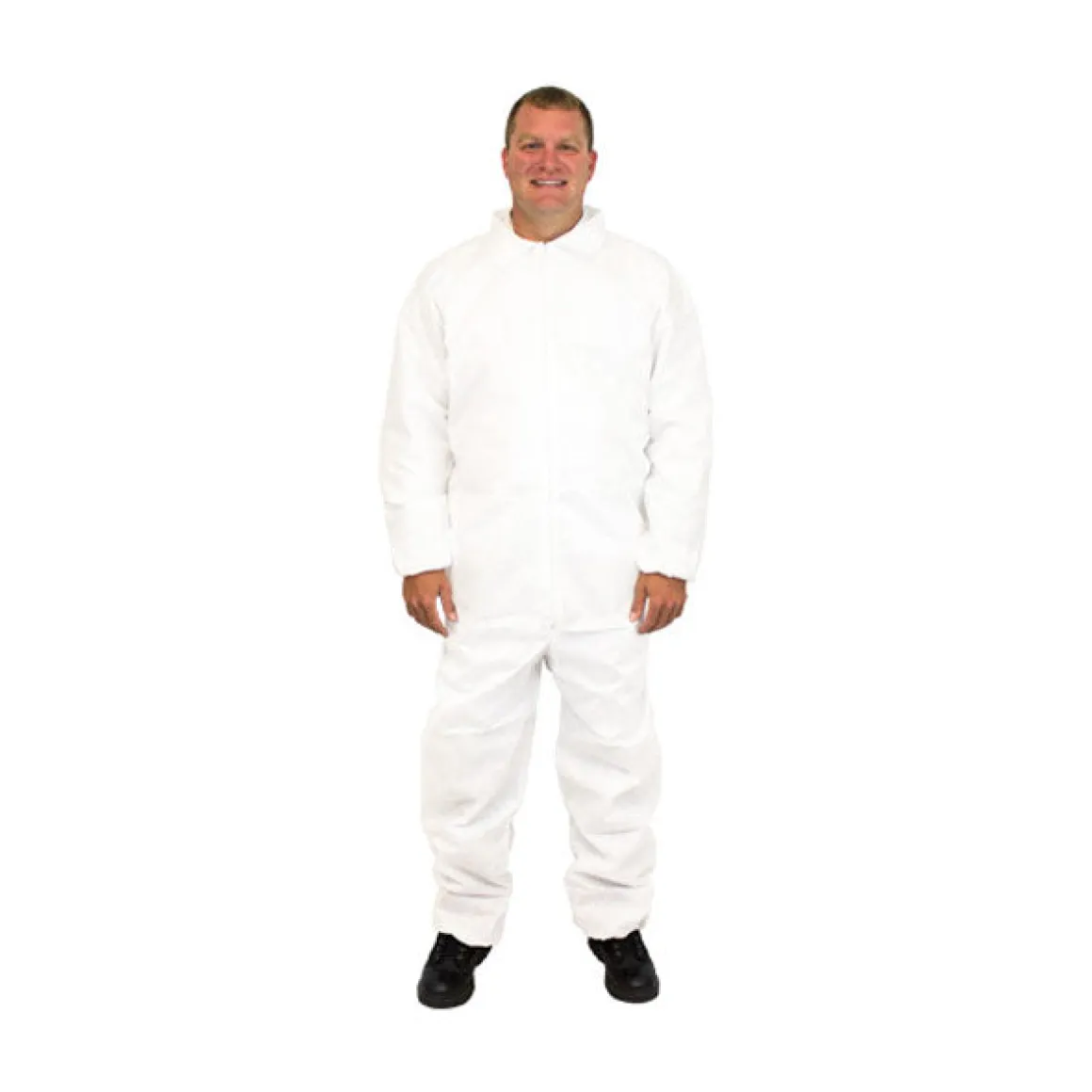 Safety Zone® White SMS Coveralls w/ Elastic Wrists & Ankles - Case of 25