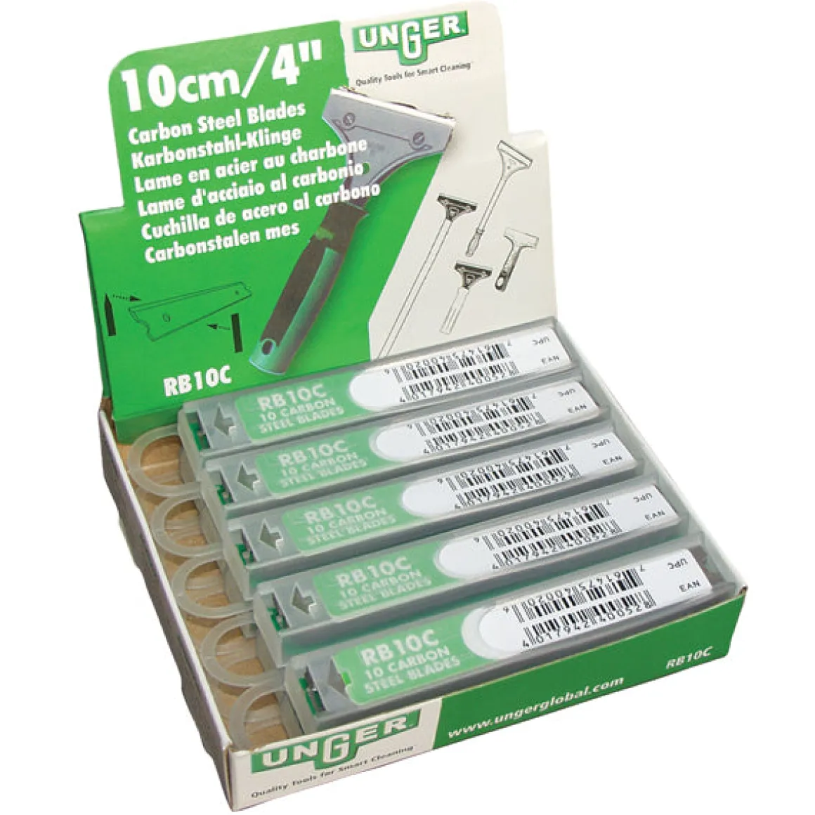 4" Steel Blades for Unger Handheld Scrapers (10 Packs of 10) - 100 Total Blades