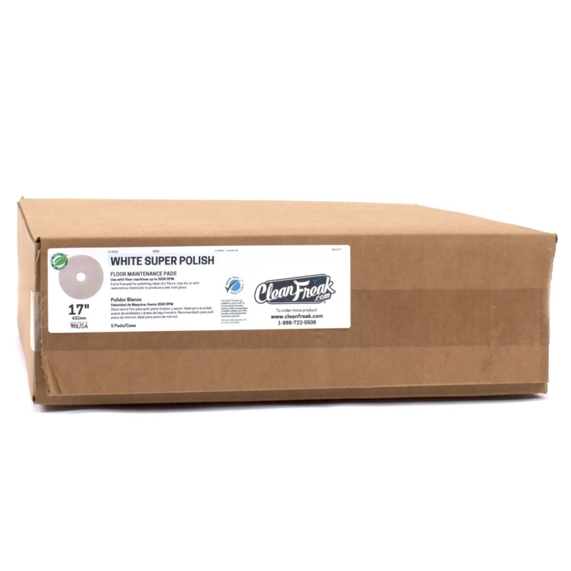 24" White Propane Burnisher Floor Polishing Pads - Case of 5